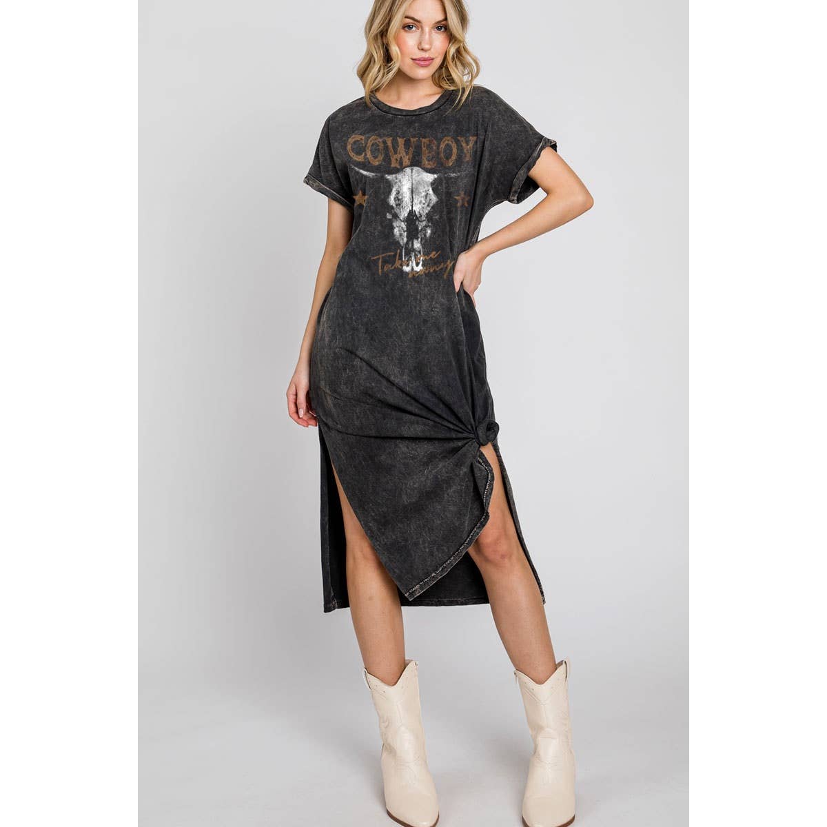 cowboy take me away shirt dress Cowboy Western Dress for Women: Vintage Rodeo Graphic Dresses Country Music Sundress Short Sleeve Cowgirl Outfits Apricot at Amazon Women's Clothing store